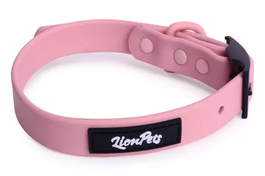 Lion ошейник из биотана с металлической пряжкой LPO-00520 (19мм*19-28 см., Розовый)