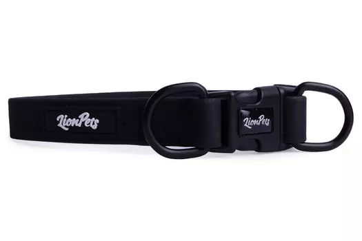 Lion ошейник из биотана с пластиковой пряжкой LPO-00530 (20мм*19-28 см., Черный)