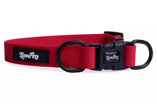 Lion ошейник из биотана с пластиковой пряжкой LPO-00530 (20мм*25-40 см., Красный)