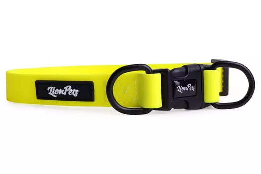 Lion ошейник из биотана с пластиковой пряжкой LPO-00530 (20мм*33-55 см., Желтый)