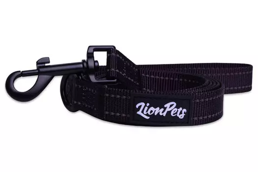 Lion поводок для собак из полиэстера со светоотражающими полосками LP-710 (3 м. х 25 мм., Черный)