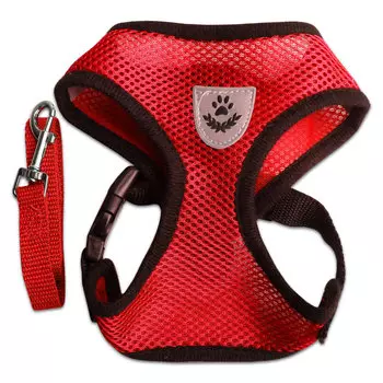 Lion шлейка с поводком нейлоновая LP-2304 (S, Красный)