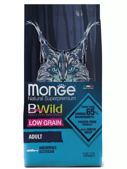 Monge Bwild Cat Anchovies корм для взрослых кошек с анчоусом (Анчоус, 10 кг.)