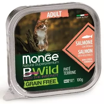 Monge Bwild Cat Grain free консервы для кошек (Лосось и овощи, 100 г.)