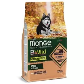 Monge Bwild Dog Grain Free беззерновой корм из лосося и гороха для взрослых собак всех пород (Лосось и горох, 2,5 кг.)
