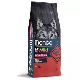 Monge Bwild Dog Low Grain низкозерновой корм из мяса оленя для взрослых собак всех пород (Оленина, 12 кг.)