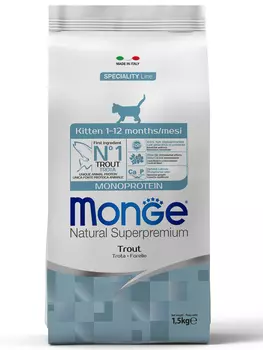 Monge Cat Monoprotein Kitten корм для котят (Форель, 1,5 кг.)