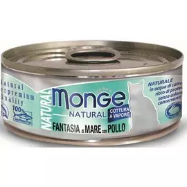Monge Cat Natural консервы для кошек (кусочки) (Морепродукты и курица, 80 г.)
