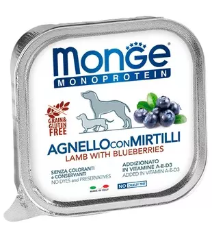 Monge Dog Monoprotein Fruits консервы для собак (паштет) (Ягненок и черника, 150 г.)