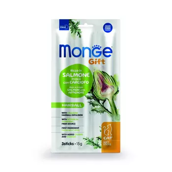 Monge Gift Hairball мягкие палочки для выведения комков шерсти (Лосось, 15 г.)