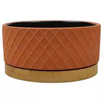 Mr.Kranch Bamboo миска керамическая на бамбуковой подставке ромб (530 мл., Коричневая)