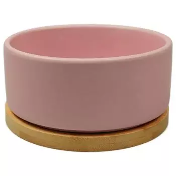 Mr.Kranch Bamboo миска керамическая на бамбуковой подставке (860 мл., Розовая)
