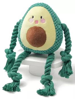 Mr.Kranch игрушка для собак авокадо плюшевая с канатиками и пищалкой (11 см.)