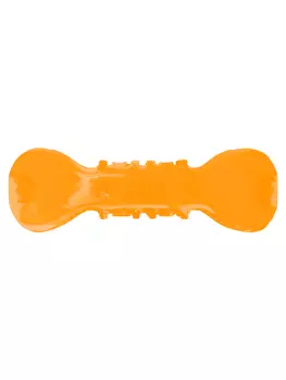 Mr.Kranch игрушка для собак гантель дентальная с пищалкой с ароматом бекона (22 см., Оранжевый)