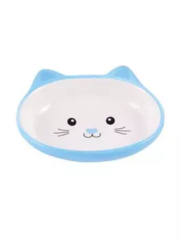 Mr.Kranch миска-блюдце керамическая мордочка кошки (160 мл., Голубая)