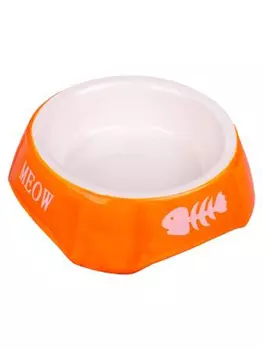 Mr.Kranch миска для кошек с рыбкой Meow (140 мл., Оранжевая)