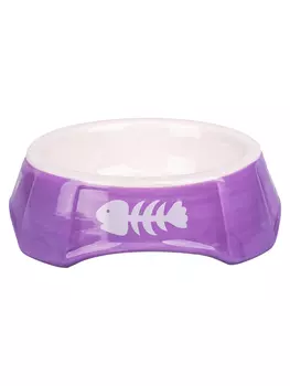 Mr.Kranch миска для кошек с рыбкой Meow (140 мл., Фиолетовая)