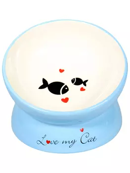 Mr.Kranch миска керамическая для кошек на подставке (120 мл., Голубая)