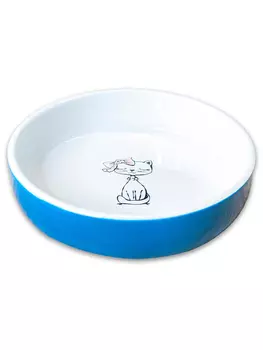 Mr.Kranch миска керамическая кошка с бантиком (370 мл., Голубая)