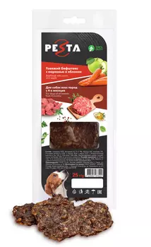 Pesta лакомство "Говяжий бифштекс с морковью и яблоком" для собак всех пород (25 г.)