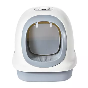 Pet-it домик-туалет для кошек Kingdom (совок в наборе) (62 х 46 х 44 см.Серо-белый)