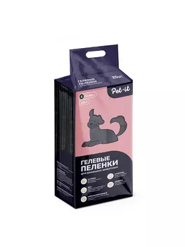 Pet-it гелевые пеленки для животных с суперабсорбентом, угловыми стикерами и угольным фильтром (45 х 60 см., 20 шт.)