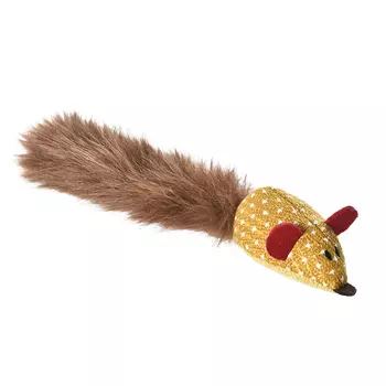 Pet-it игрушка для кошек мягкая мышка Дуся с пушистым хвостом с мятой (5 х 26 см.)