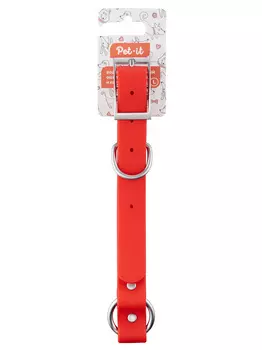 Pet-it водонепроницаемый ошейник для собак с пряжкой и кольцом (L, Красный)