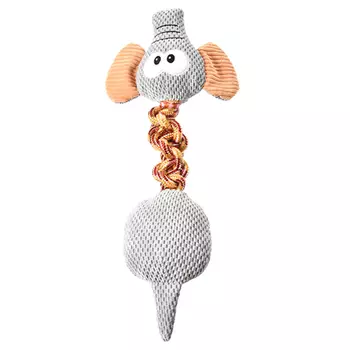 Pet-it Wow Stretch игрушка для собак плюшевый Слоненок с веревкой и пищалкой (18,5 х 48 см.)