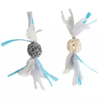 Petpark игрушка плетёные мячики с перьями