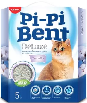 Pi-Pi-Bent DeLuxe "Чистый хлопок" наполнитель минеральный комкующийся (5 кг., 12 л.)