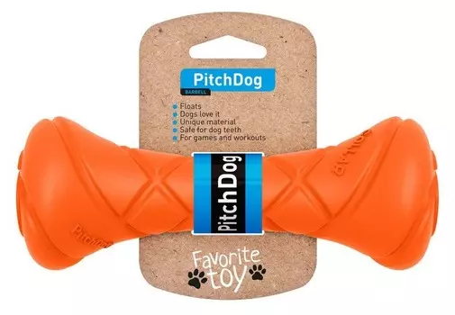 PitchDog игрушка "Игровая гантель для апортировки" для собак (19 см., Оранжевый)