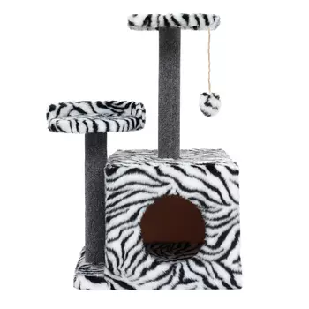 Пижон домик-когтеточка для кошек 3х-этажный (35 х 45 х 75 см., Зебра)