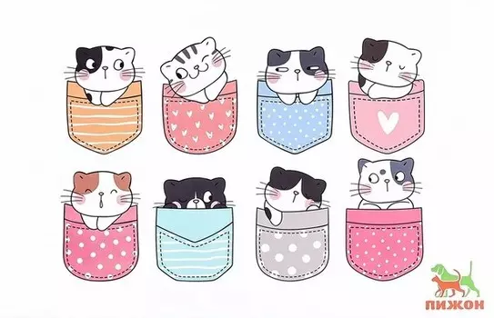 Пижон коврик под миску Котики в карманах (43 х 28 см.)