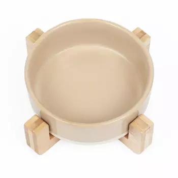 Пижон миска керамическая на подставке (0,45 л., Бежево-белый)