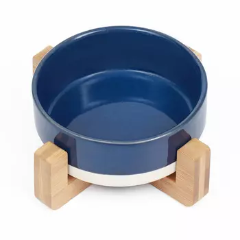 Пижон миска керамическая на подставке (0,45 л., Сине-белый)