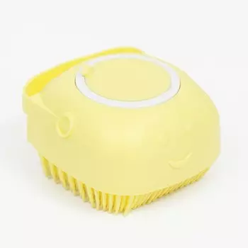 Пижон щётка для мытья и массажа животных, с емкостью для шампуня (Желтая)