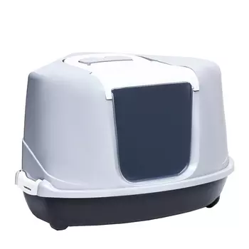 Пижон туалет-домик для кошек закрытый угловой (57 х 46 х 37 см.Темно-серый)