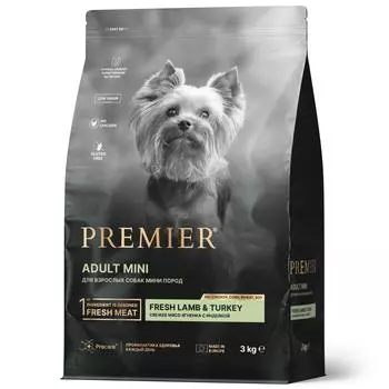 Premier Dog Adult Mini сухой корм для взрослых собак мини пород (Ягненок и индейка, 3 кг.)