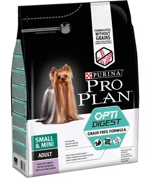 Pro Plan Grain Free Mini корм для взрослых собак мелких пород с чувствительным пищеварением (развес) (Индейка, Развес)