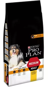 Pro Plan Medium Adult для взрослых собак средних пород (Курица, 14 кг.)
