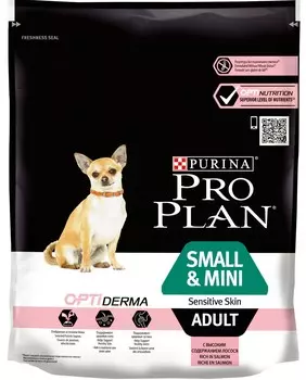 Pro Plan Small & Mini Adult Sensitive Skin корм для взрослых собак мелких и карликовых пород (Лосось, 700 г.)