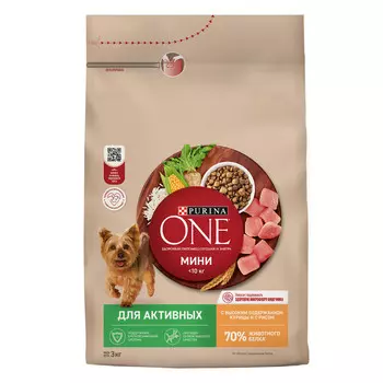Purina One Мини "Активная" для собак мелких пород (Курица, 3 кг.)