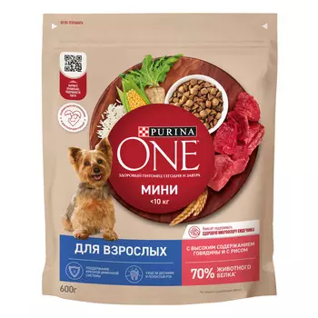 Purina One Мини "Взрослая" для собак мелких пород старше 1 года (Говядина, 600 г.)