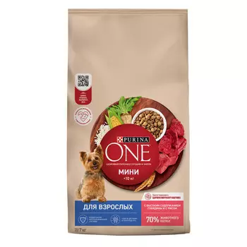 Purina One Мини "Взрослая" для собак мелких пород старше 1 года (Говядина, 7 кг.)