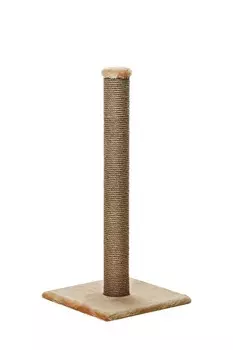 Пушок когтеточка-столбик толстый (джут) (40 х 40 х 84 см., Бежевая)