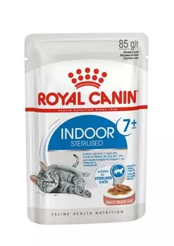 Royal Canin Indoor +7 пауч для домашних кошек старше 7 лет (кусочки в соусе) (Мясо, 85 г.)
