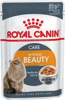 Royal Canin Intense Beauty пауч для красоты шерсти кошек (кусочки в желе) (Мясо, 85 г.)