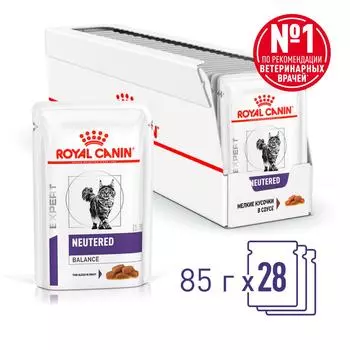 Royal Canin Neutered Weight Balance пауч для кастрированных котов и кошек (кусочки в соусе) (Диетический, 85 г. упаковка 28 шт)