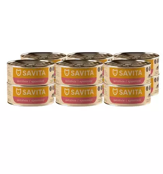 SAVITA консервы для кошек и котят (Цыпленок и креветки, 100 г. упаковка 12 шт)
